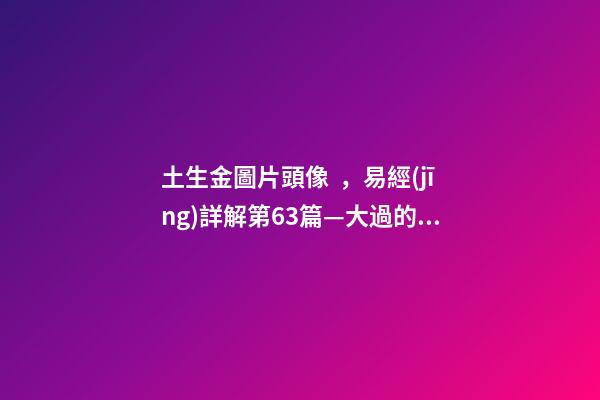 土生金圖片頭像，易經(jīng)詳解第63篇—大過的過